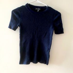 Banana Republic navy 100% merino wool short sleeve sweater